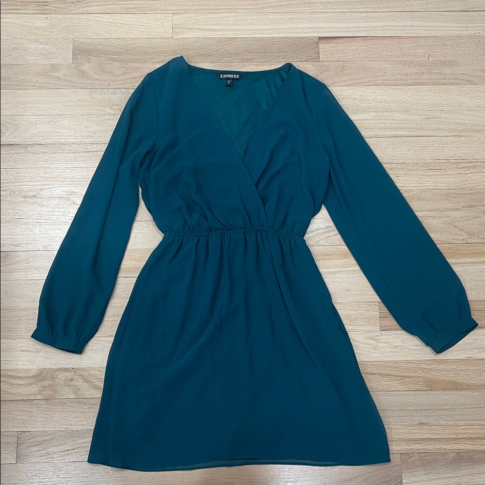 Express Deep Teal Long Sleeve Dress